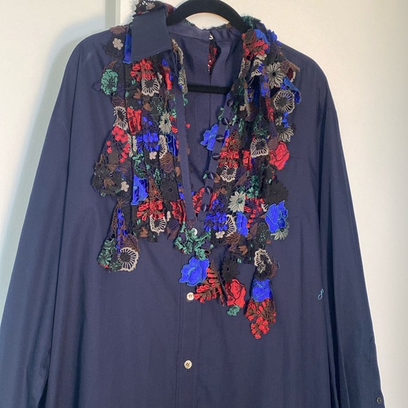 Sacai Tops - Sacai 3492 fabulous top/tunic/dress blue with unique embroidery, size L